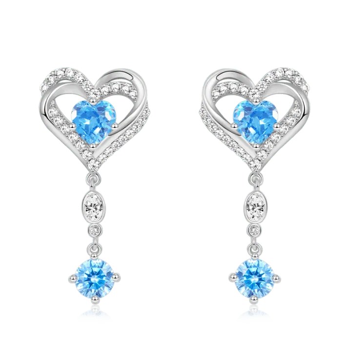 Elegant Triple Heart Encircled Dangle Earrings