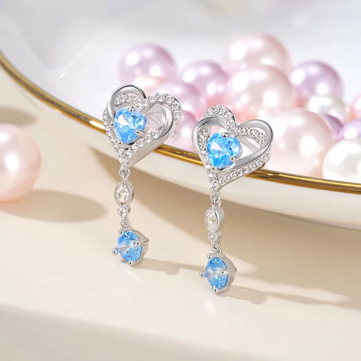 Elegant Triple Heart Encircled Dangle Earrings