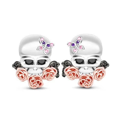 Skull Earrings with Rose Gold Plated S925 silver