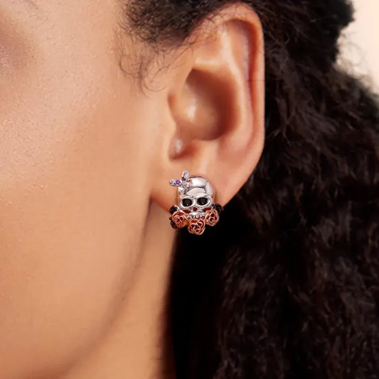 Skull Earrings with Rose Gold Plated S925 silver